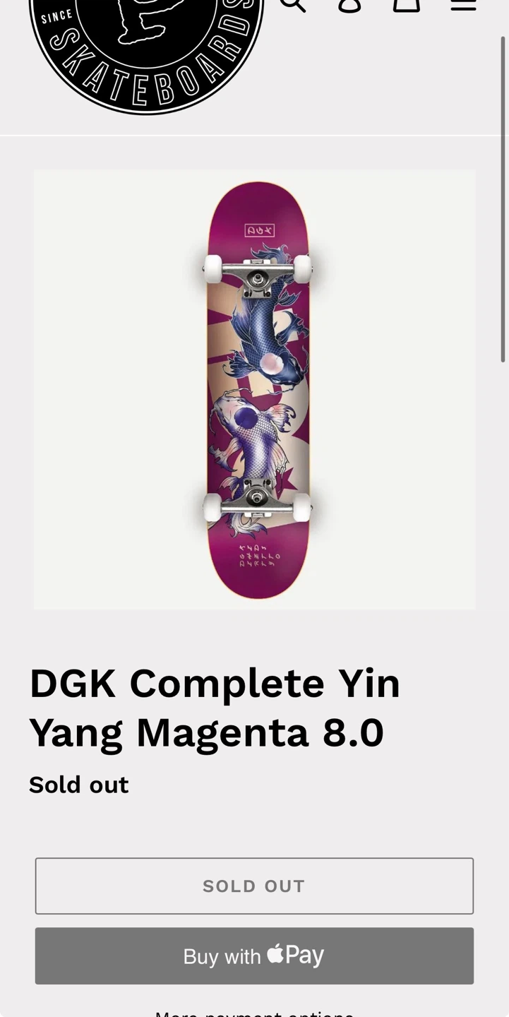DGK Complete Yin Yang Magenta 8.0 Skateboard