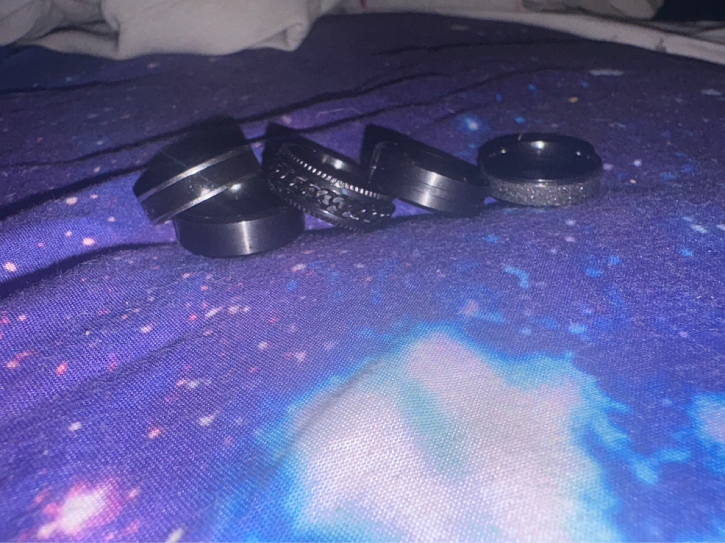 Set of 5 Black Fashion Rings - photo 3