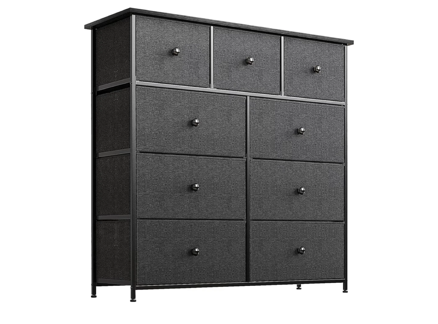 Dark Grey 9-Drawer Fabric Dresser
