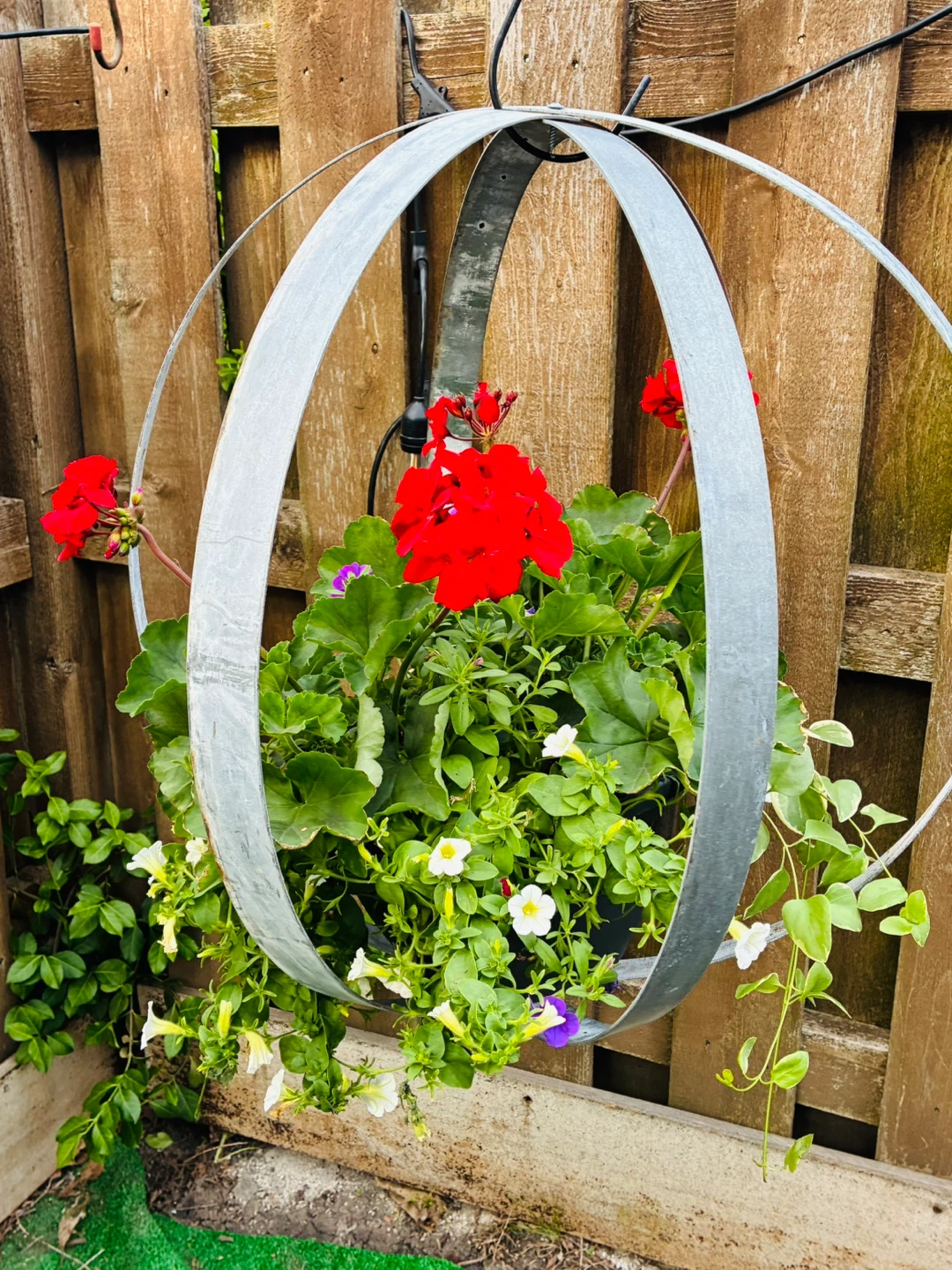 Galvanized Metal Orb Hanging Planter