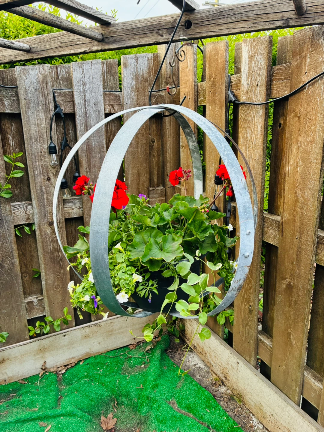 Galvanized Metal Orb Hanging Planter - photo 2