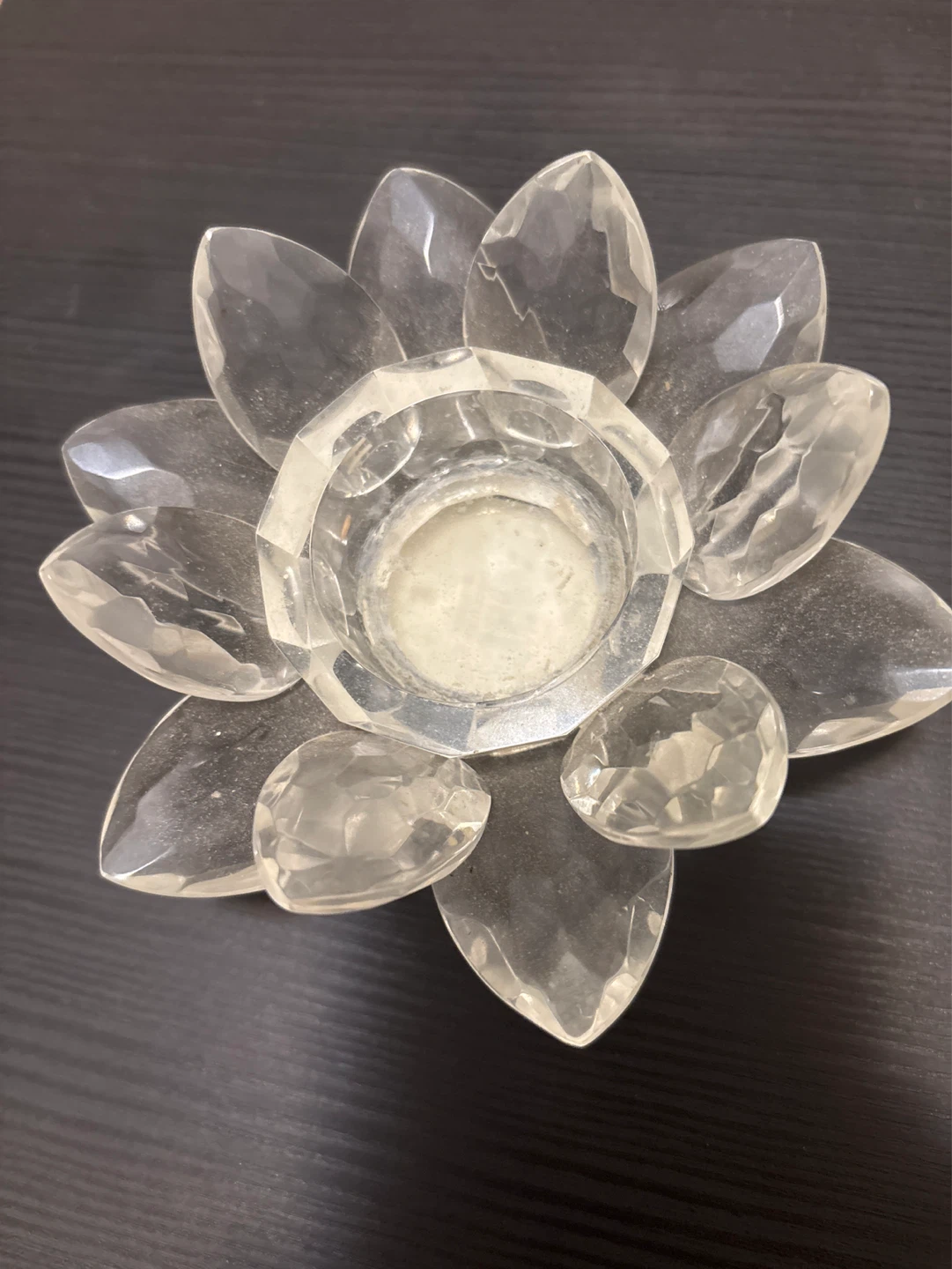 Clear Crystal Lotus Votive Candle Holder - photo 2