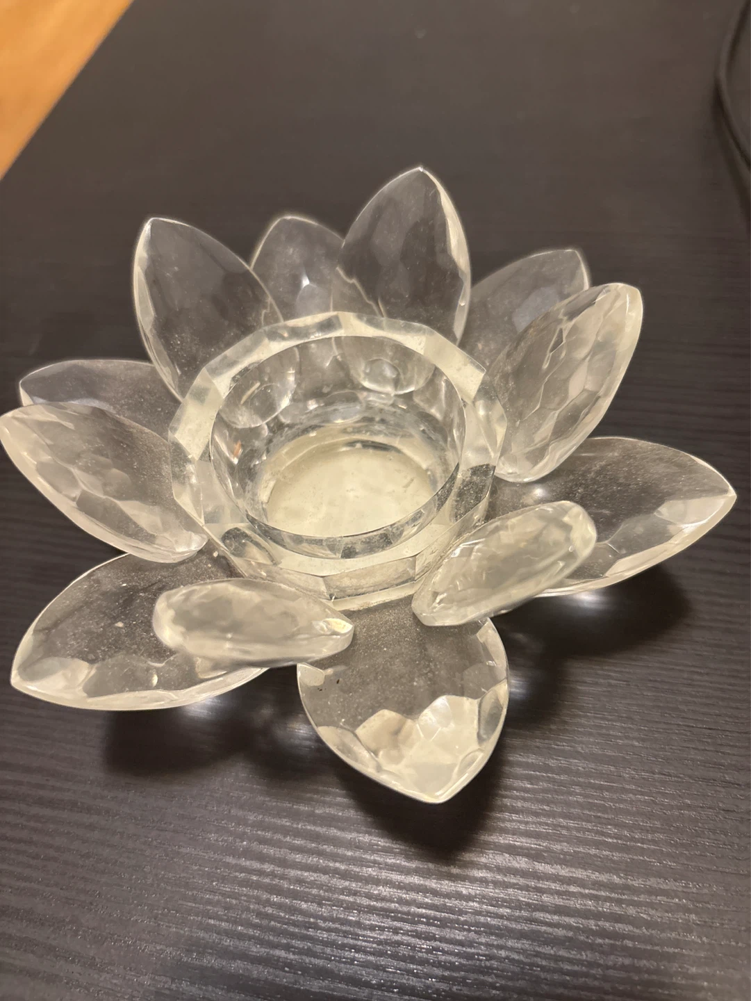Clear Crystal Lotus Votive Candle Holder