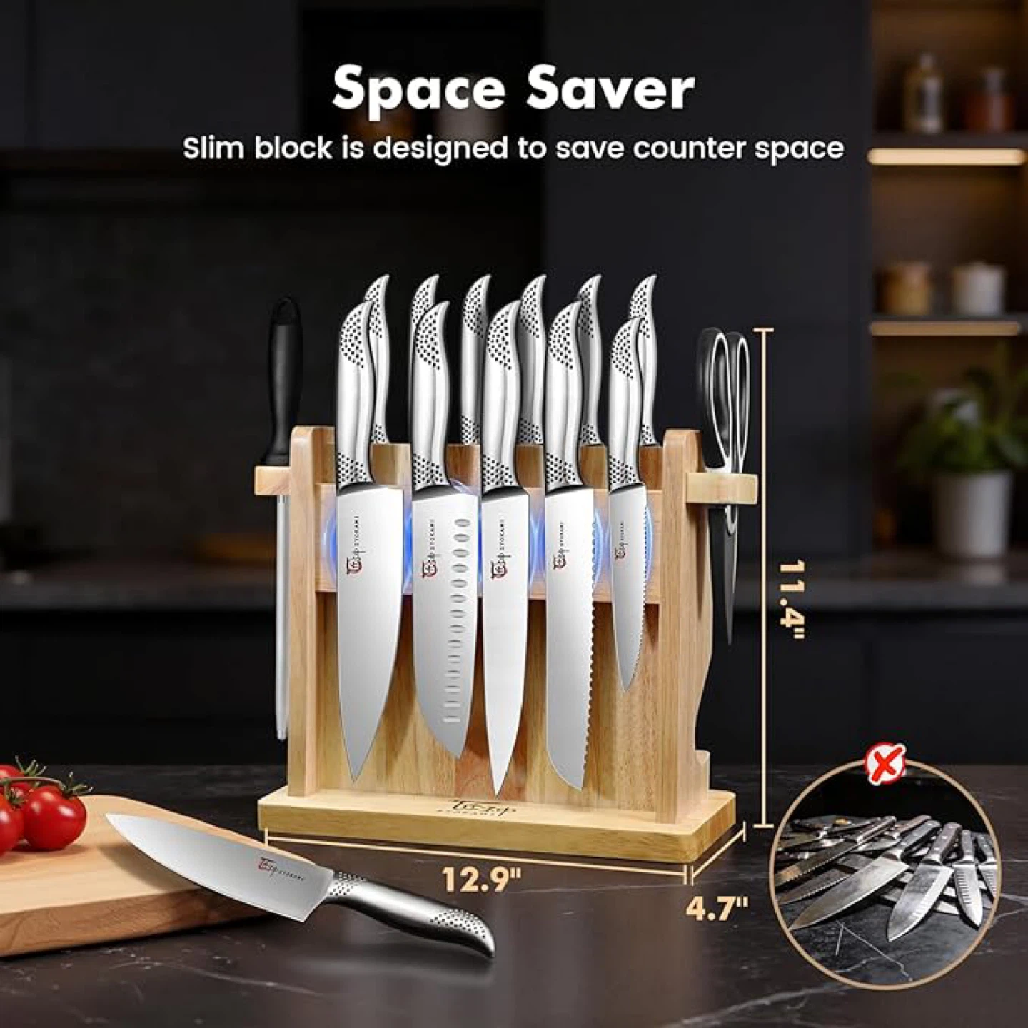 SYOKAMI 14-Piece Knife Set with Magnetic Holder - photo 2
