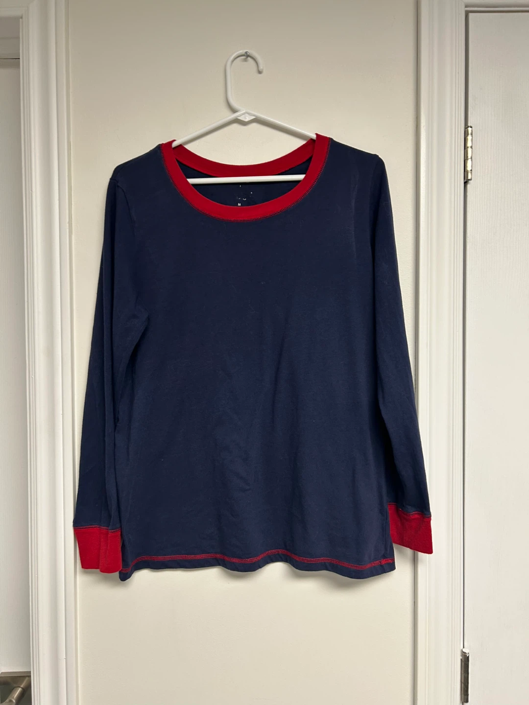 Navy and Red Long Sleeve Shirt - Size M
