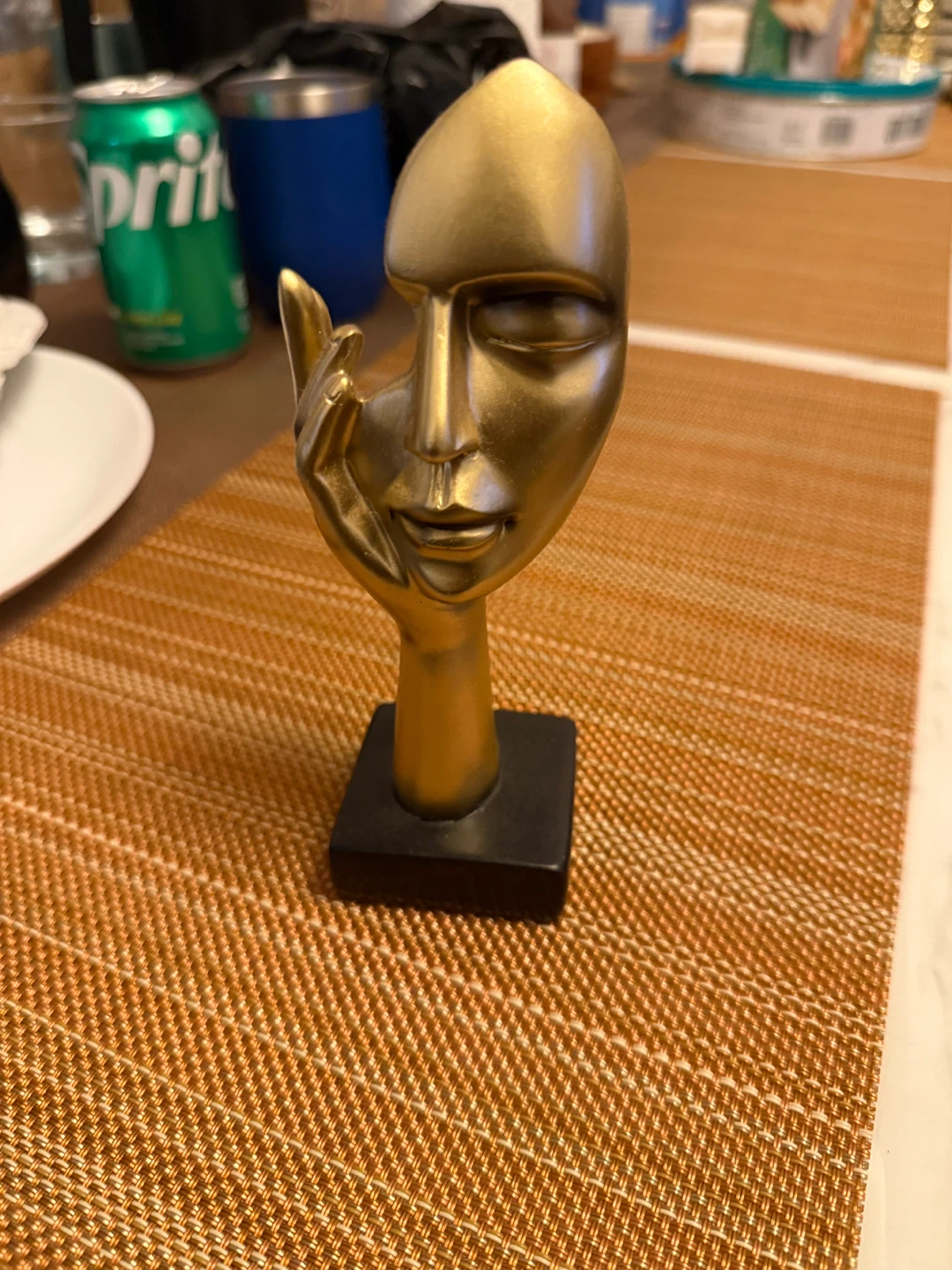 Gold Abstract Face Sculpture