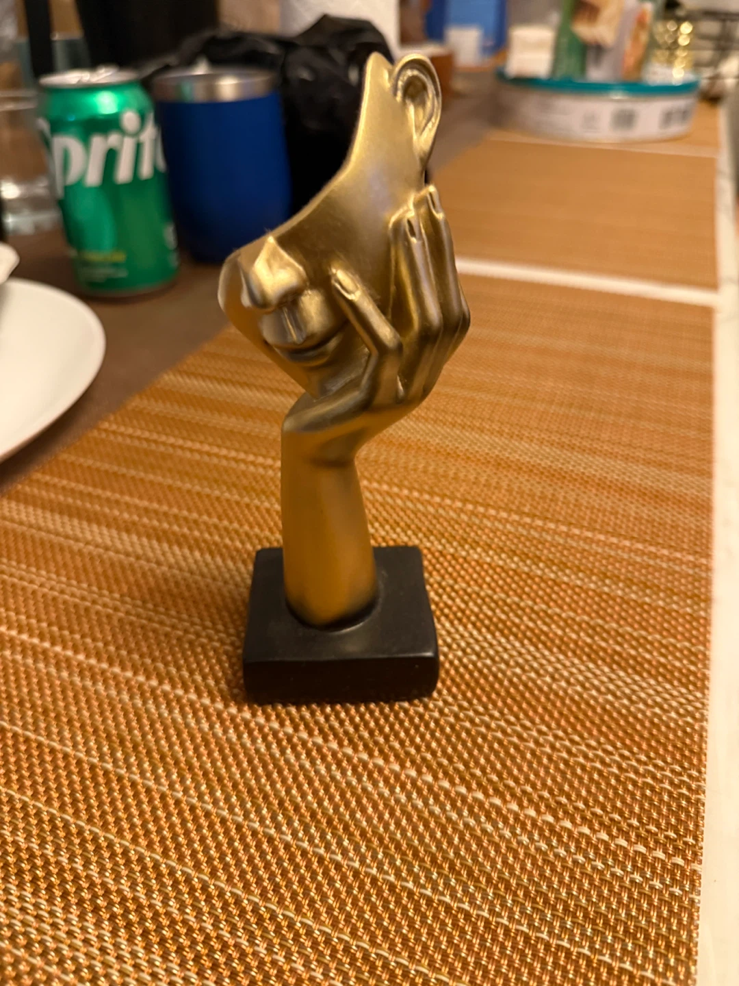 Gold Abstract Face Sculpture
