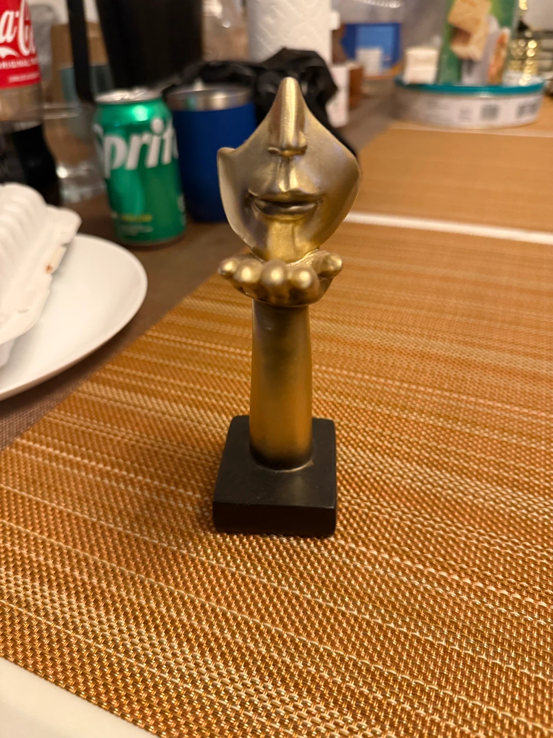 Gold Face Sculpture Desk Decor
