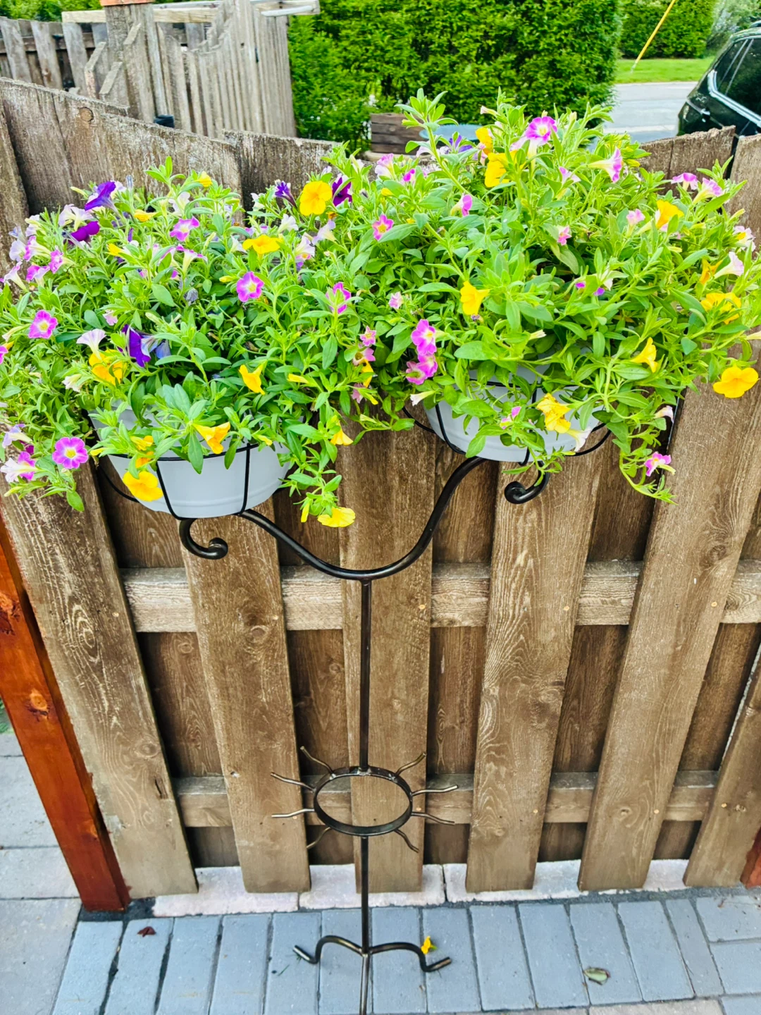 Wrought Iron 2-Tier Hanging Planter Stand