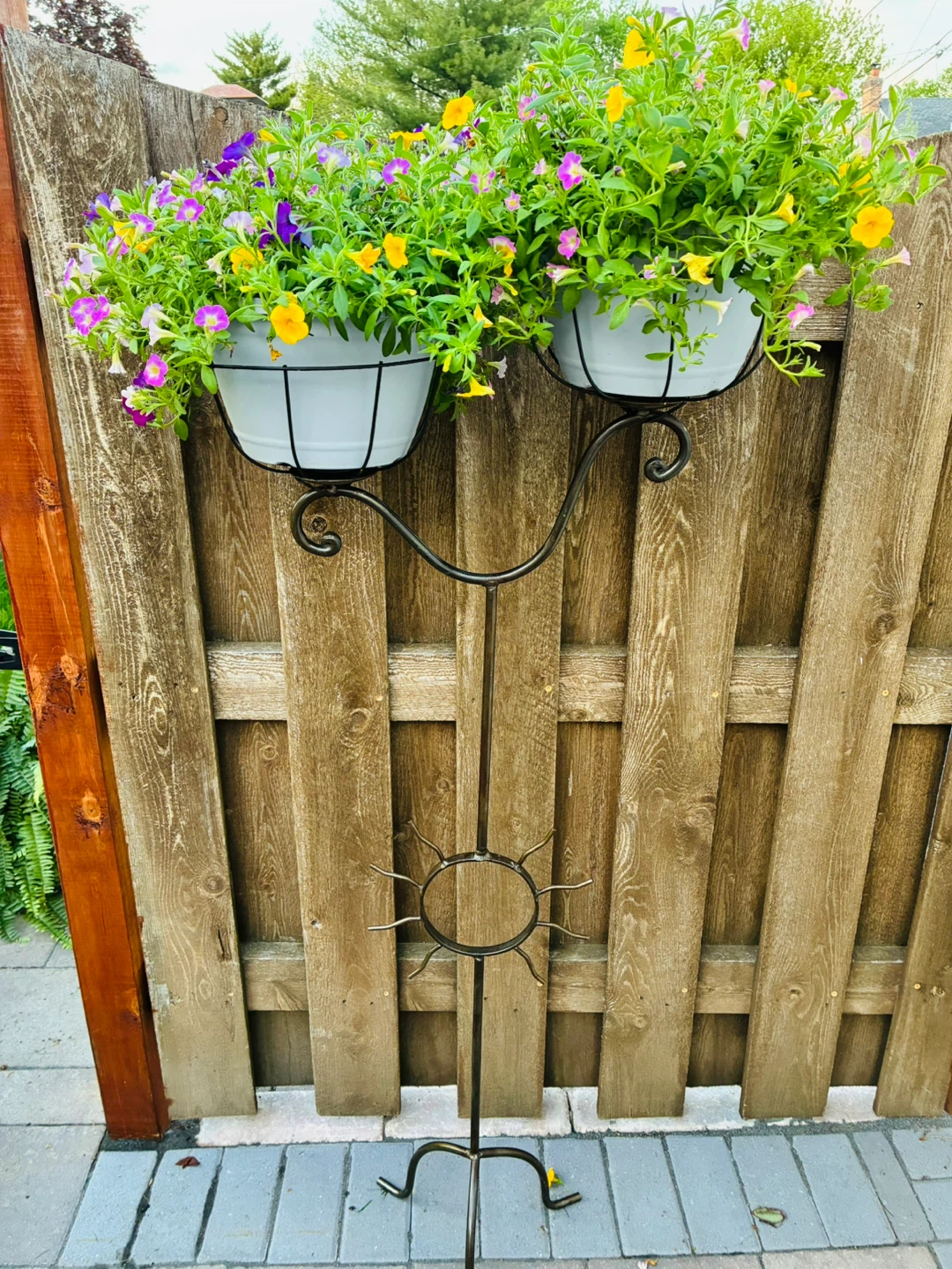 Wrought Iron 2-Tier Hanging Planter Stand - photo 2