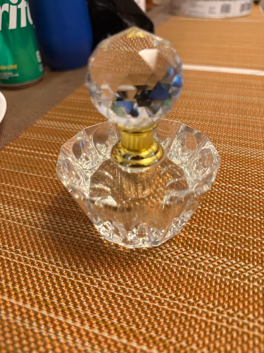 Crystal Perfume Bottle with Faceted Top
