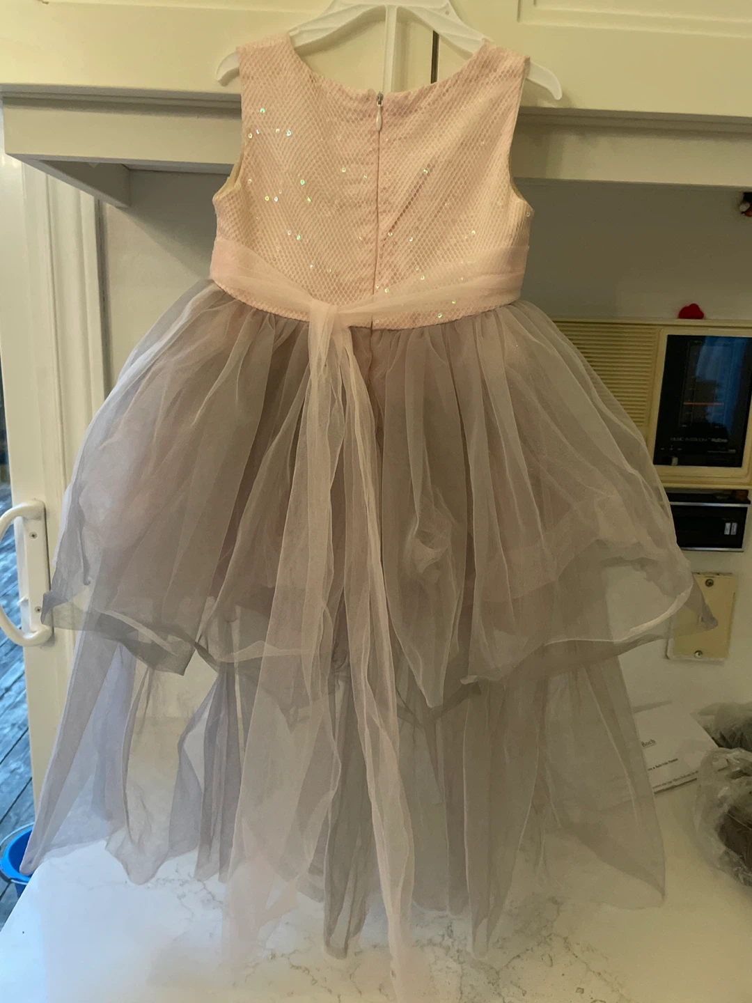 Pink Sequin Tulle Dress with Bow - photo 2