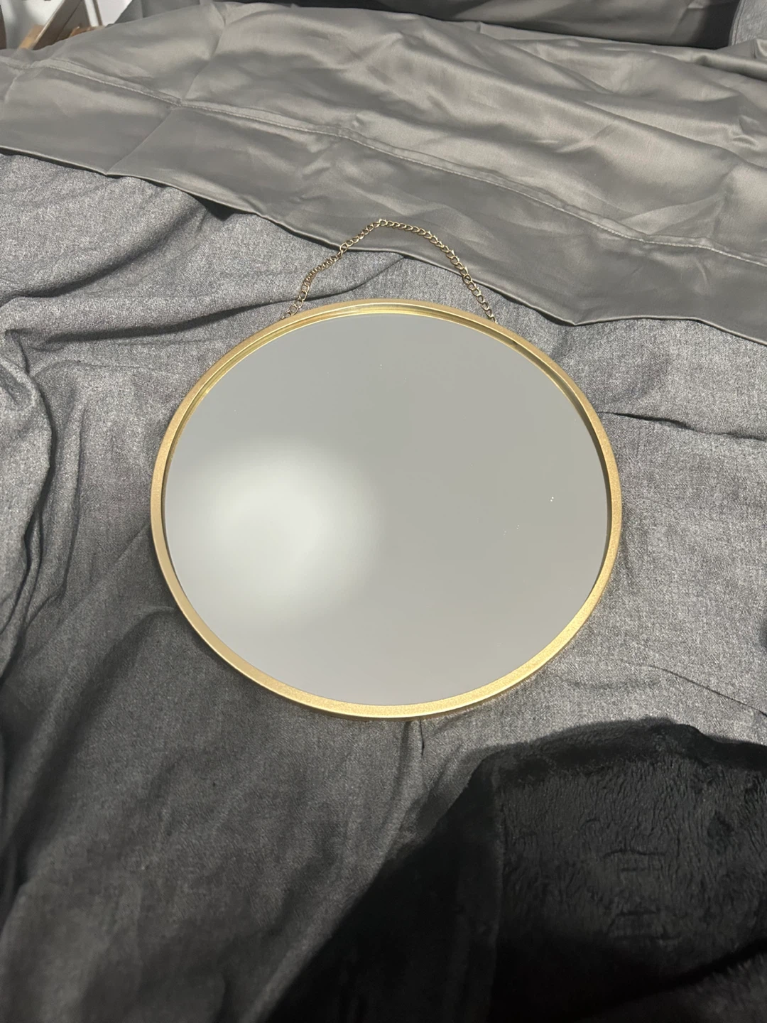 Round Hanging Wall Mirror with Gold Frame - photo 2