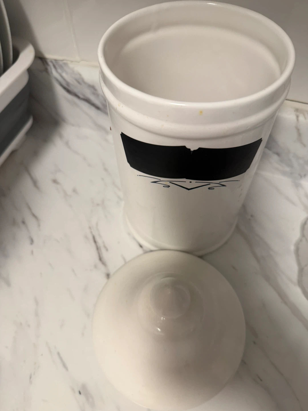 White Ceramic Canister with Lid - photo 2