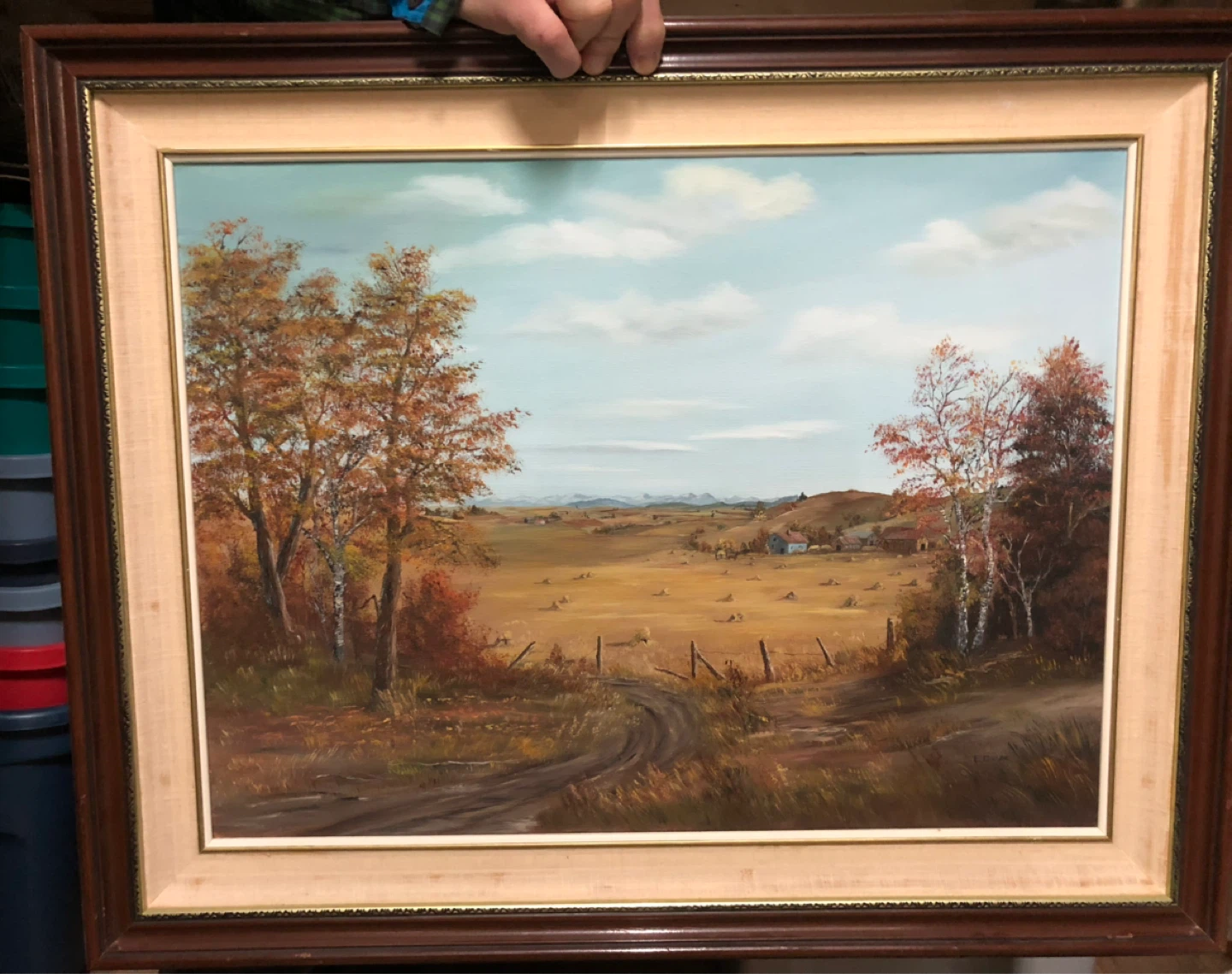 31” x 25” Vintage Edna Duce Oil Painting Prairie Landscape - photo 4