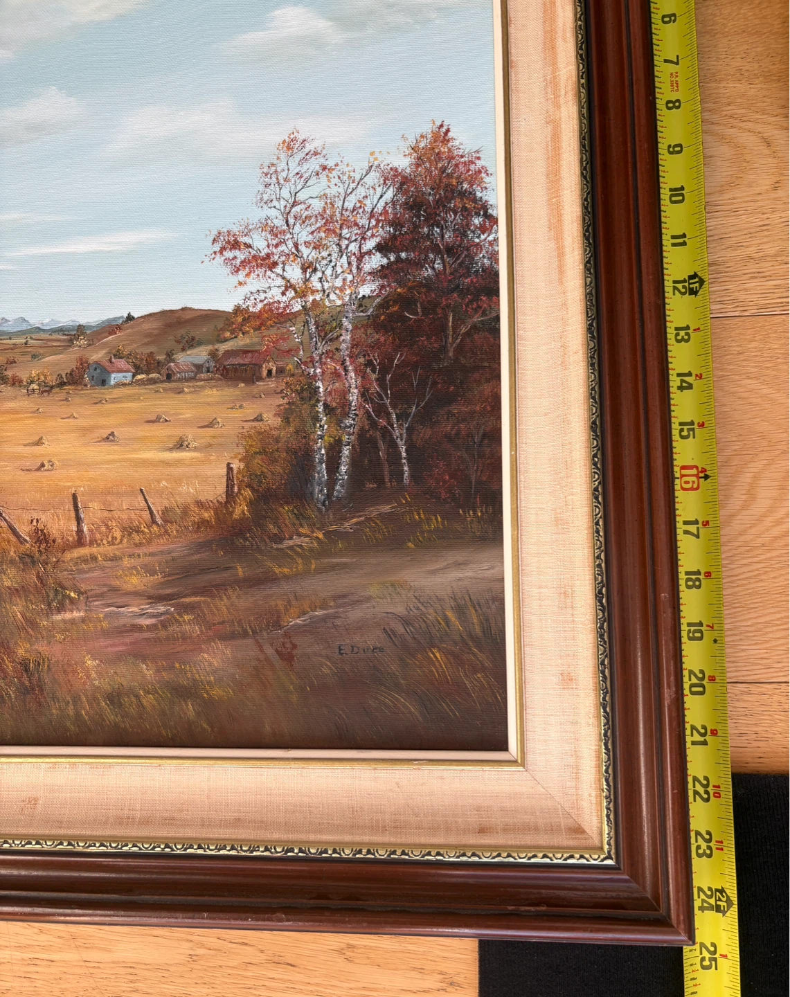 31” x 25” Vintage Edna Duce Oil Painting Prairie Landscape - photo 2