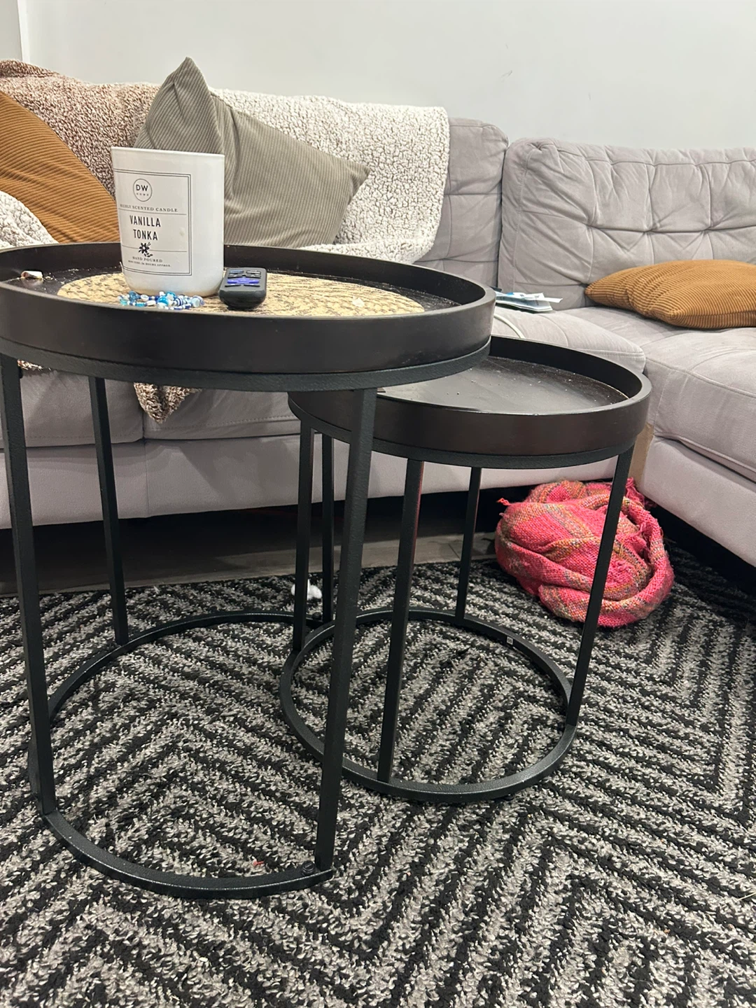 Set of 2 Nesting Tray Side Tables - Black