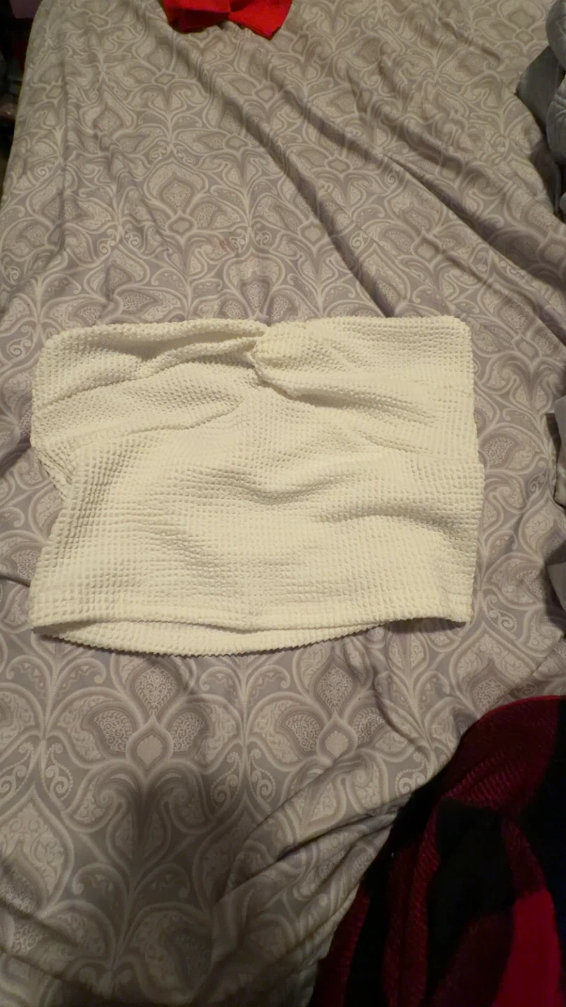 White Textured Tube Top