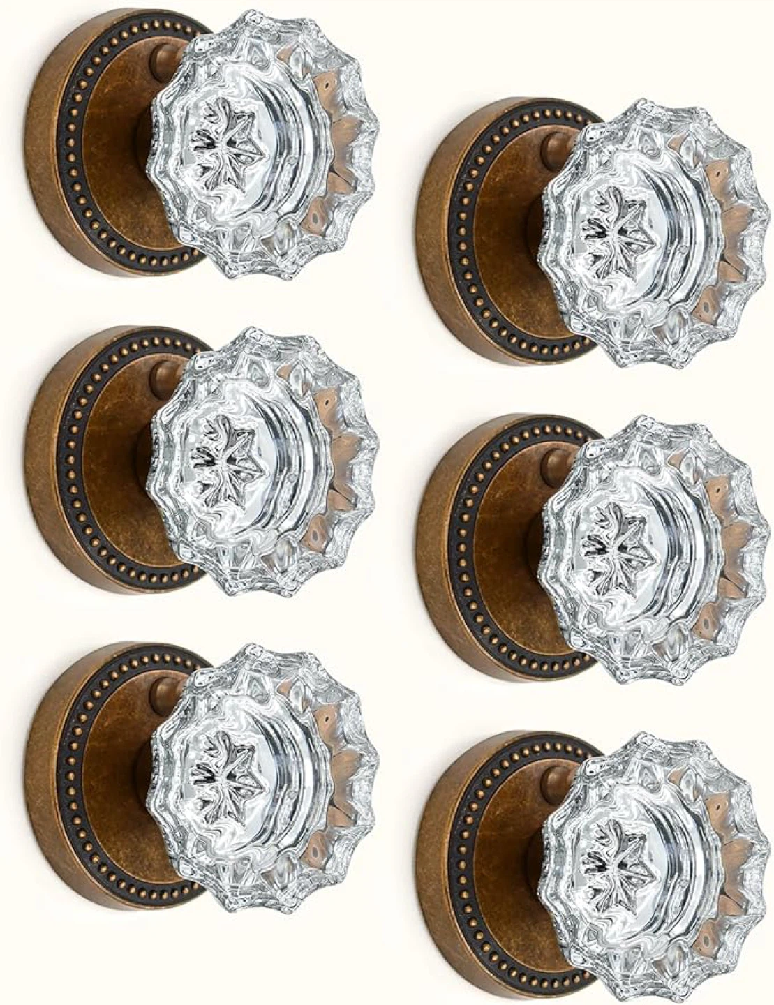 Asidrama 6 Pack Privacy  Crystal Door Knob with Lock