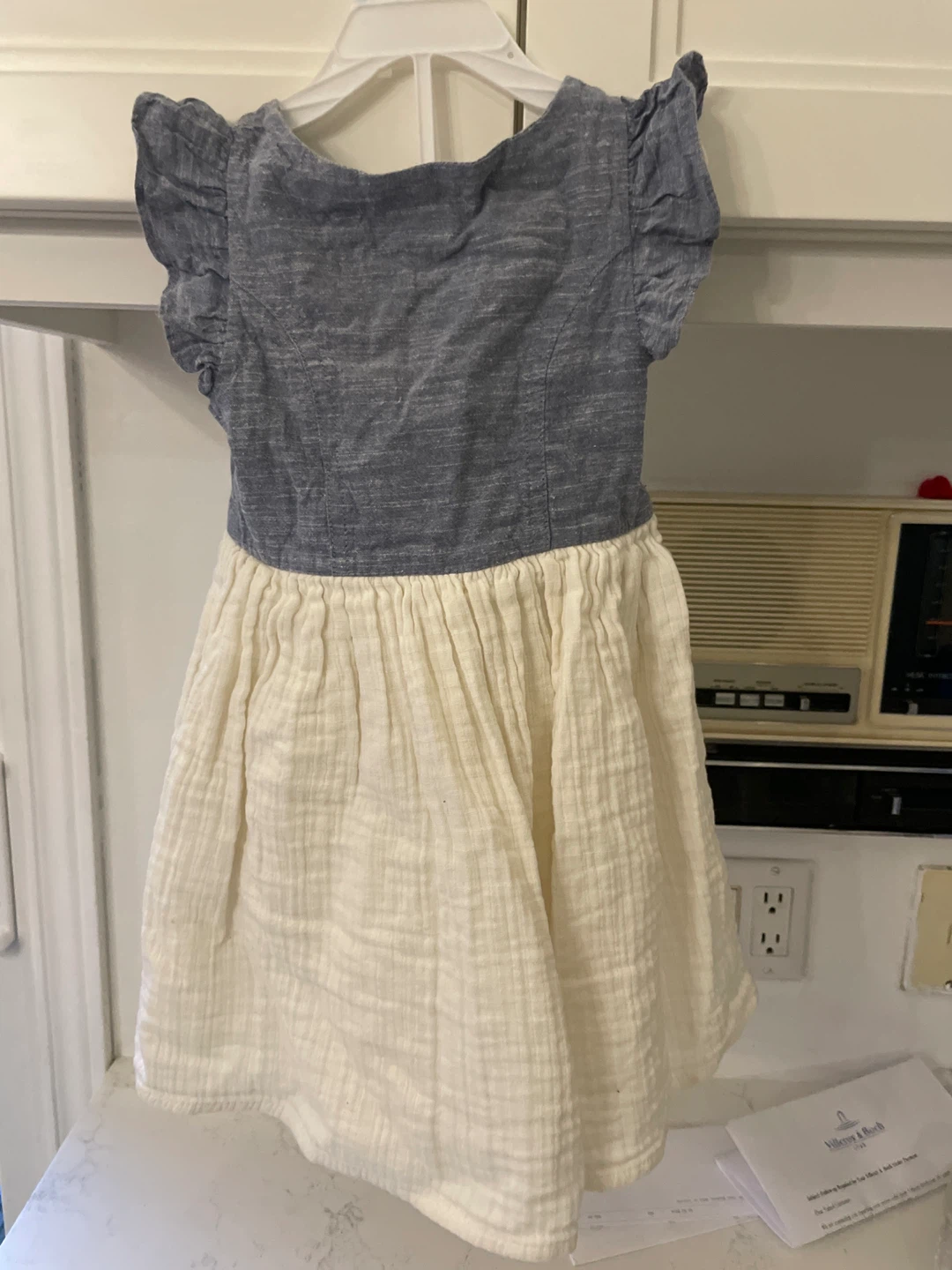 Girls Dress - Blue & Cream - photo 2