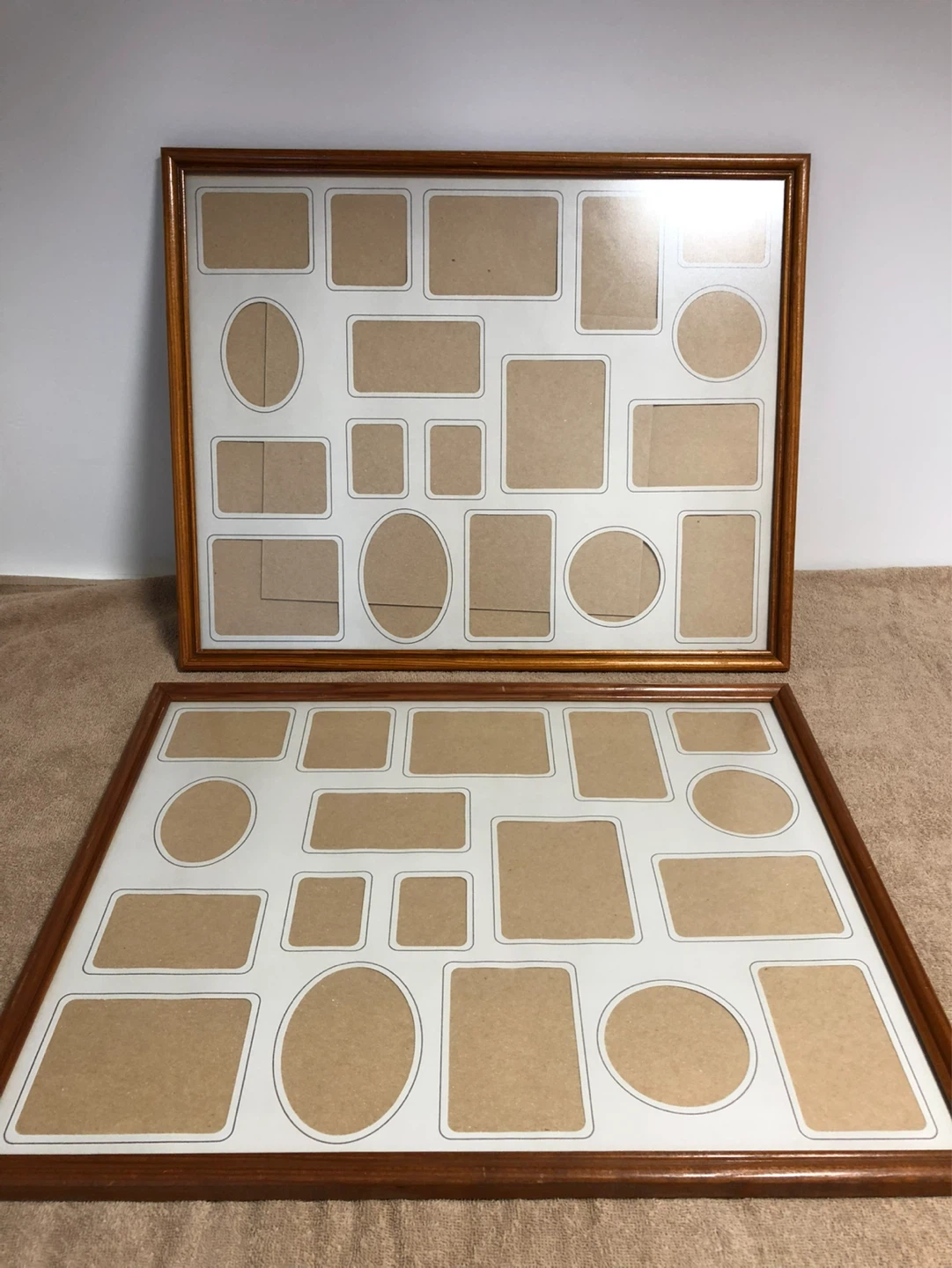 2 Wood Framed Collage Picture Frames 21” x 17”