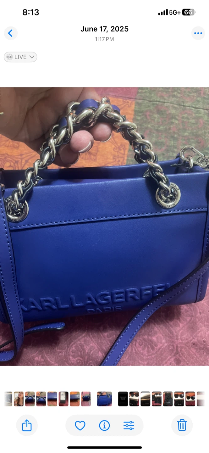 Karl Lagerfeld Blue Leather Handbag