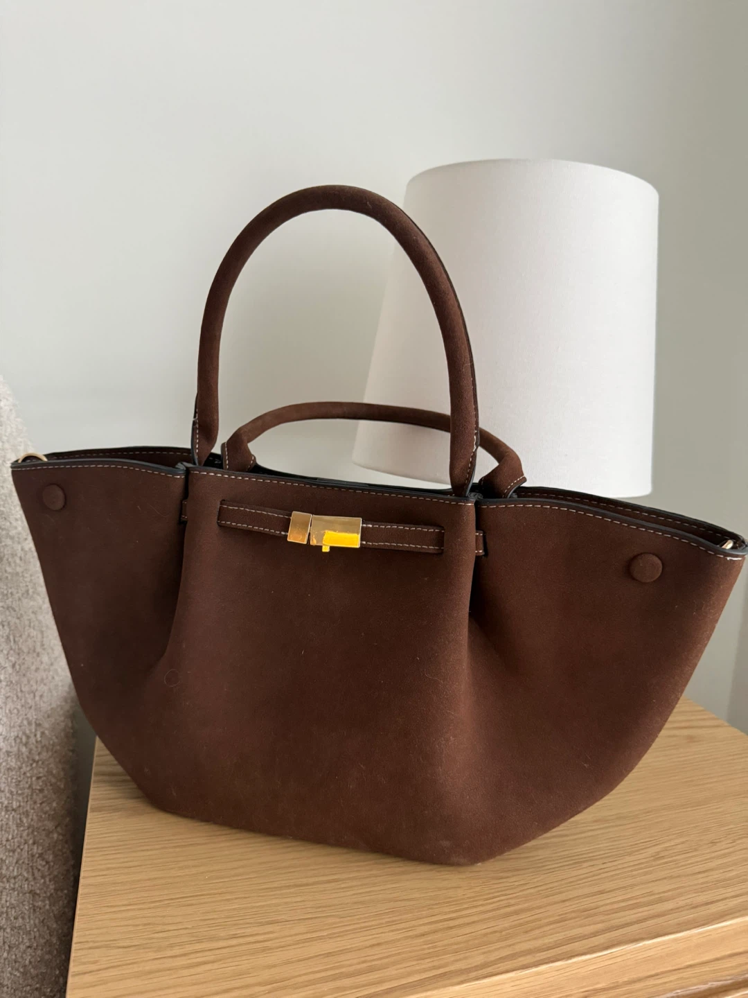 Brown Suede Tote Handbag