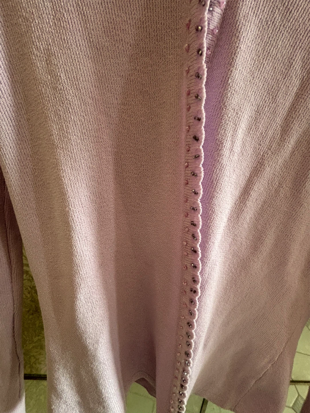 Lavender Cardigan with Beaded Trim - photo 2