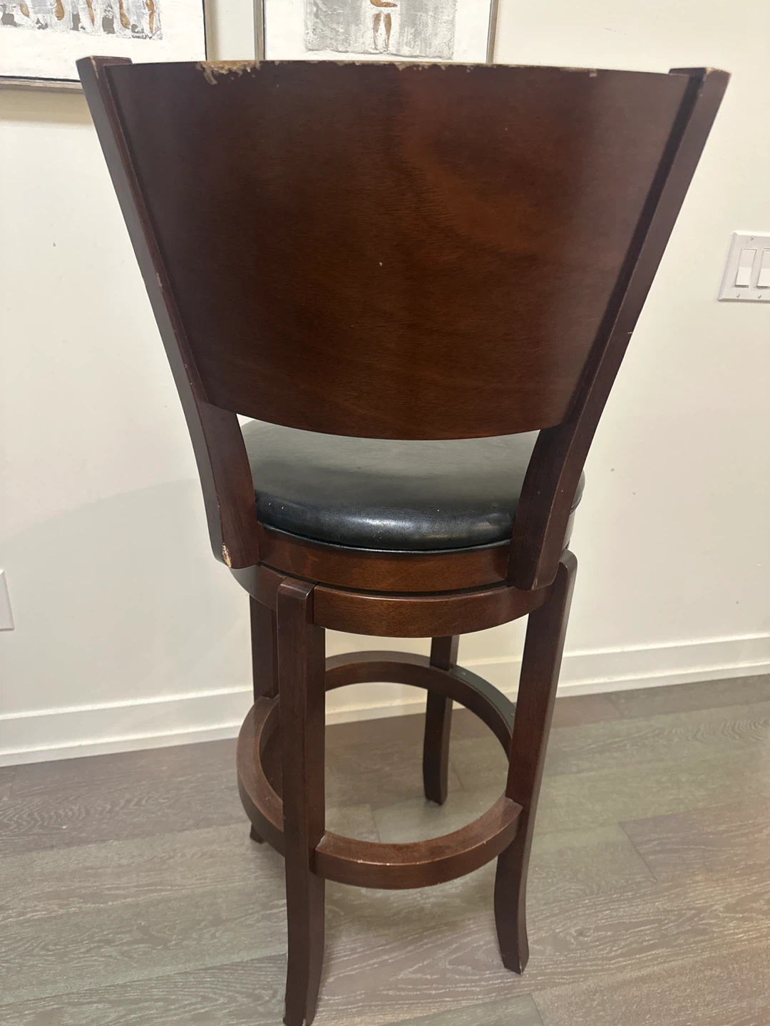 Wooden Swivel Bar Stool with Black Seat - photo 2
