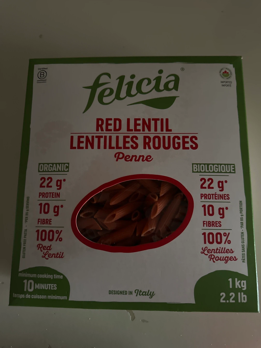 Felicia Red Lentil Penne Pasta 1kg