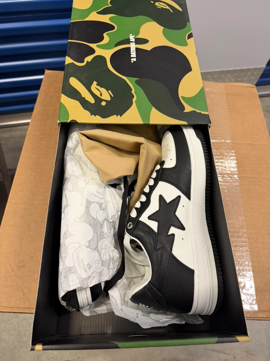 A Bathing Ape BAPE STA Sneakers Black White Size 10