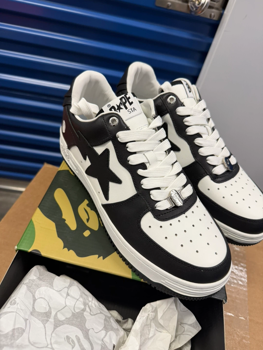 A Bathing Ape BAPE STA Sneakers Black White Size 10 - photo 4