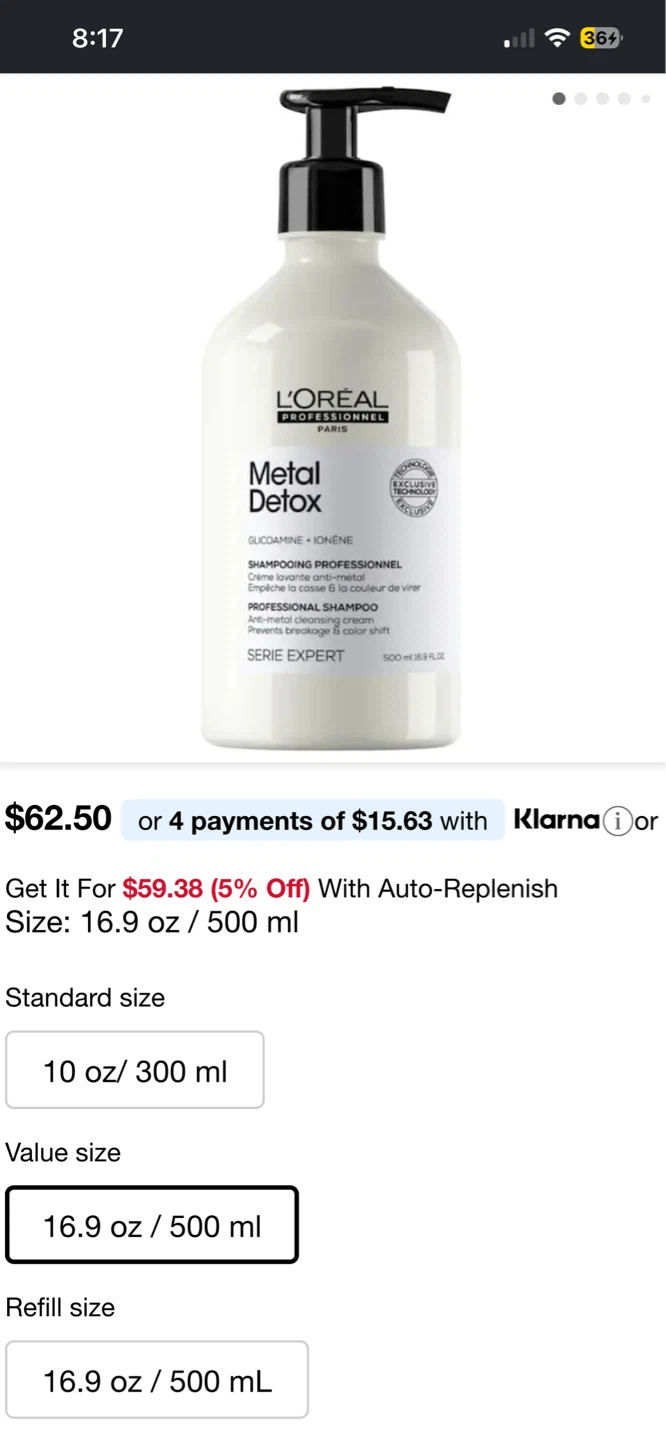 L'Oréal Professionnel Metal Detox Shampoo 16.9 oz / 500 ml