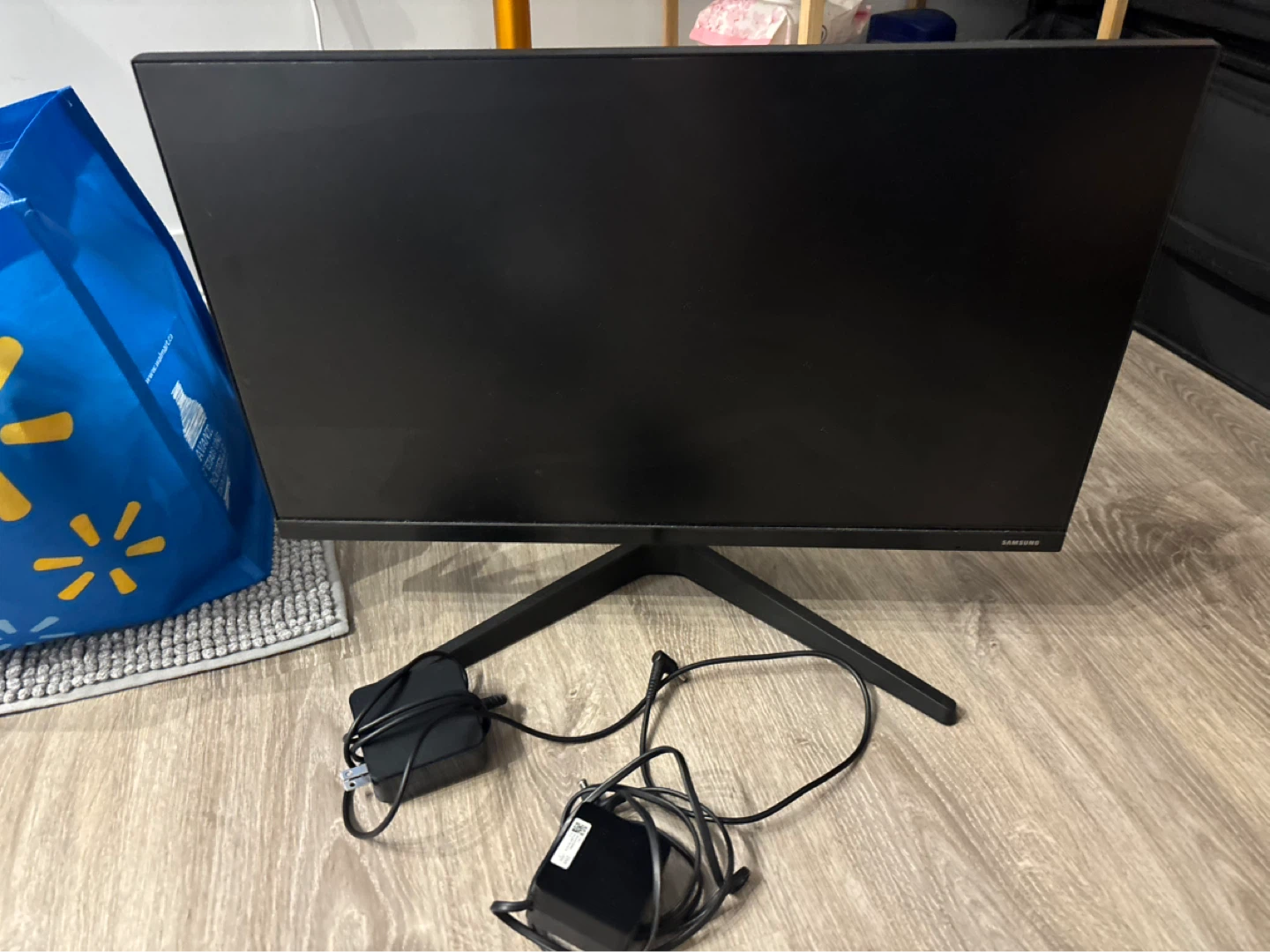 Broken 27" Samsung Black Monitor with Power Adapters