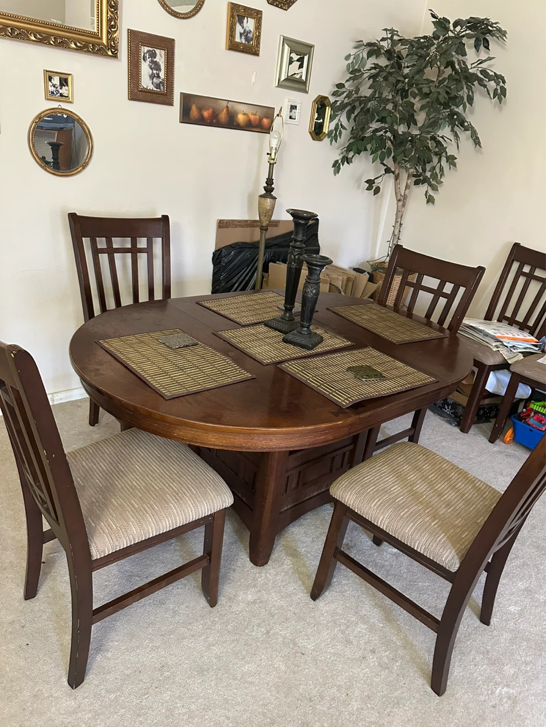 Dining table with six chairs