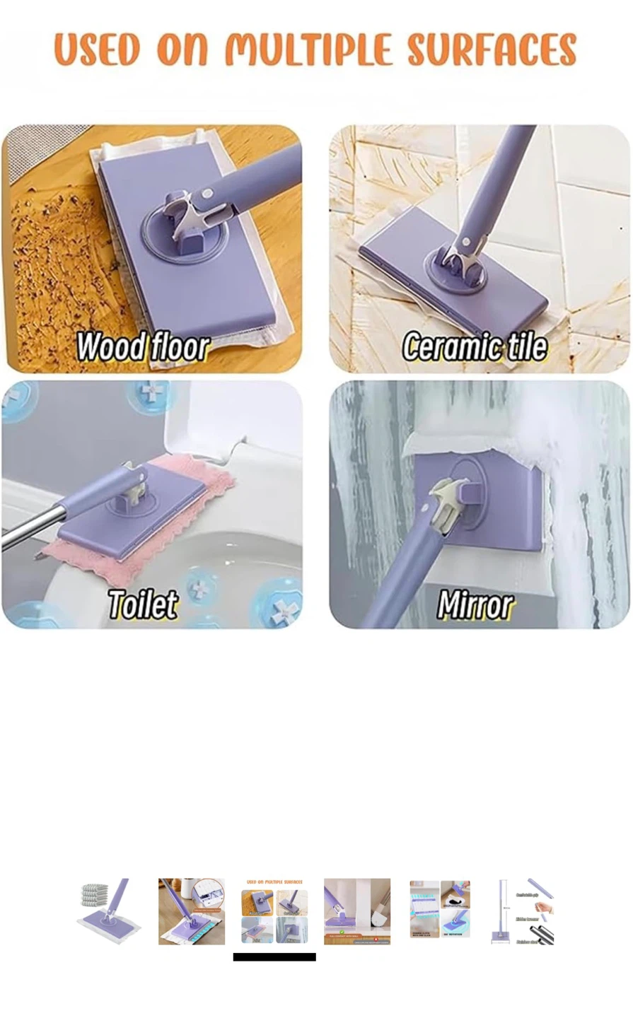 Flat Mop with Reusable Microfiber Pads - photo 2