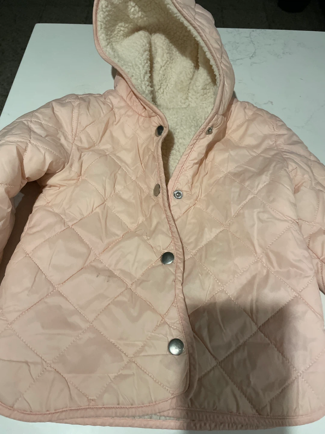 Pink Quilted Sherpa Lined Hooded Jacket