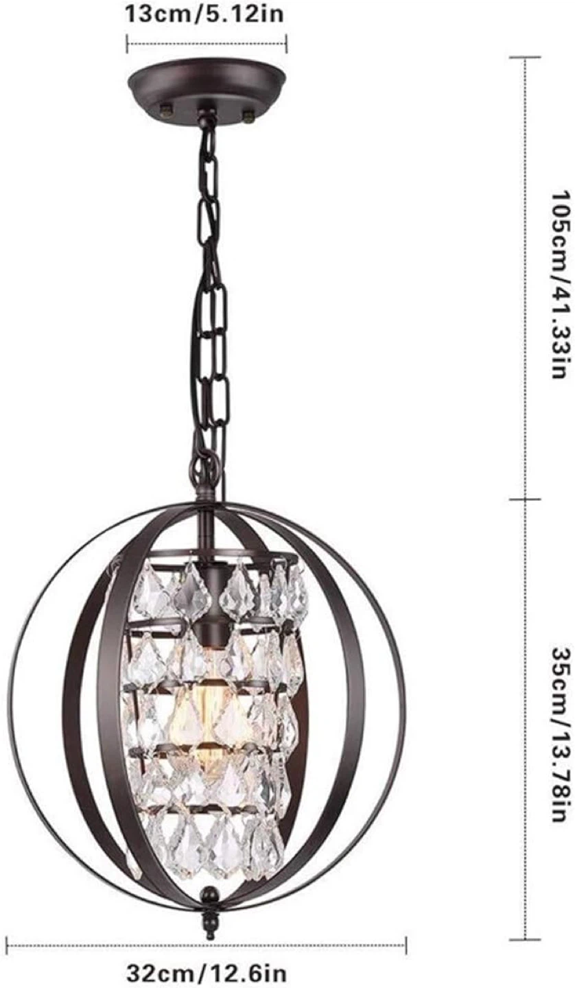 Crystal Chandelier Industrial Globe Pendant Hanging Light