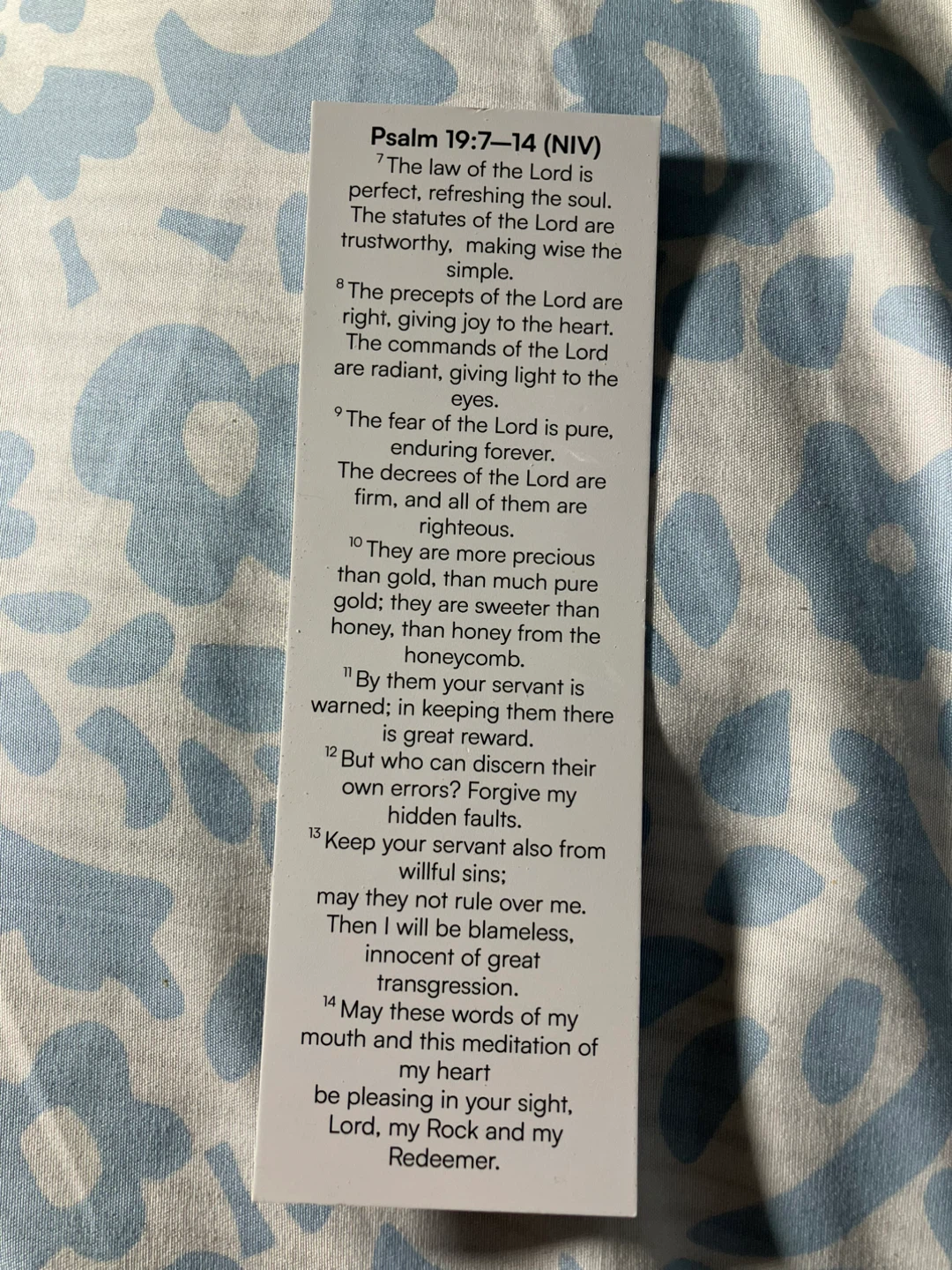 Psalm 19:7-14 (NIV) Bible Verse Card