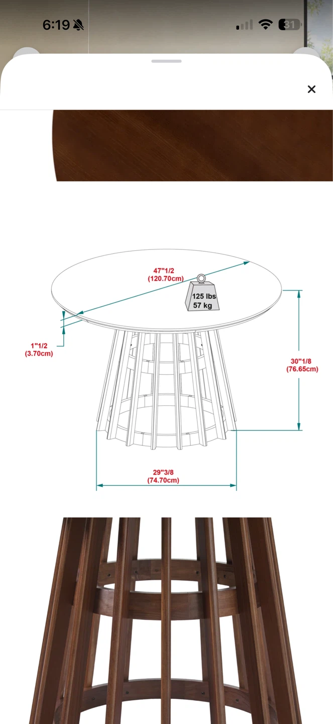 Round Dining Table - Walnut Finish