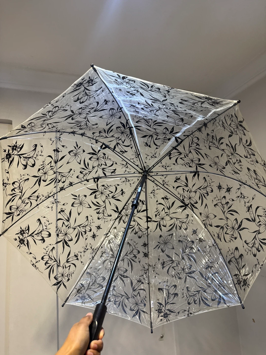 Clear Floral Print Umbrella