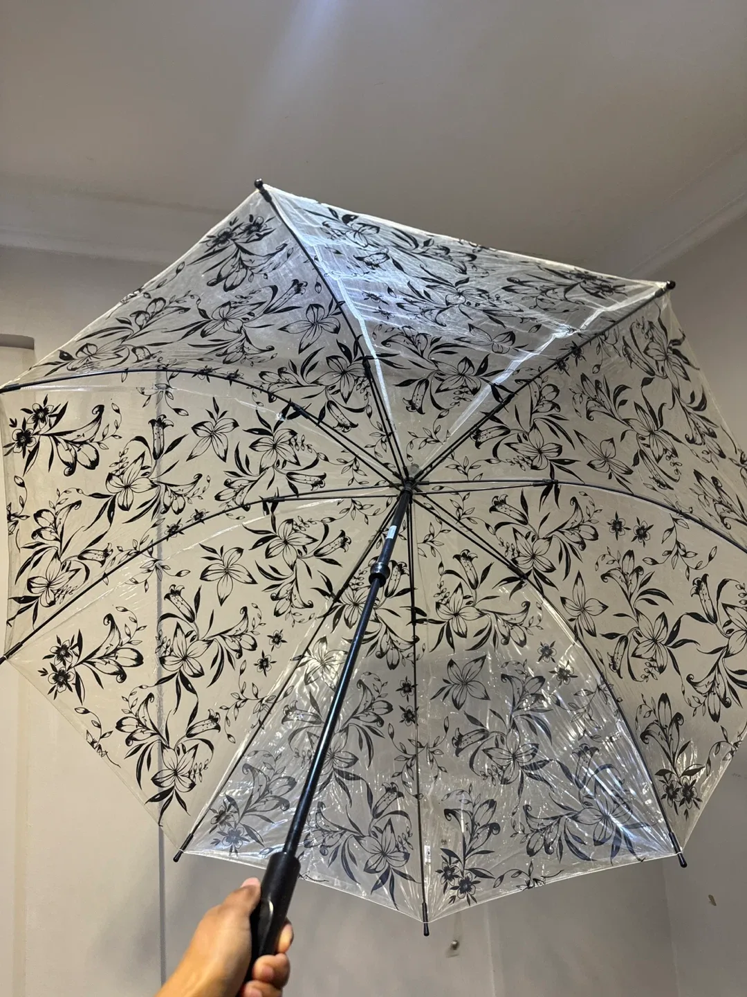 Clear Floral Print Umbrella