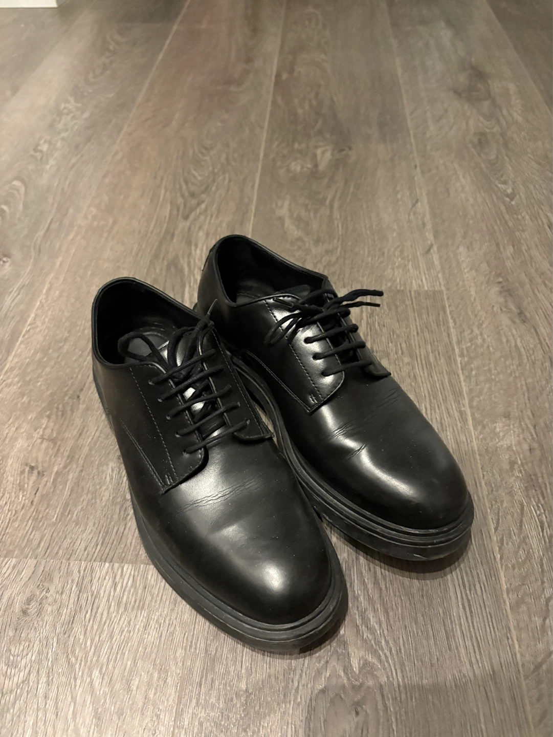 Black Leather Derby Shoes