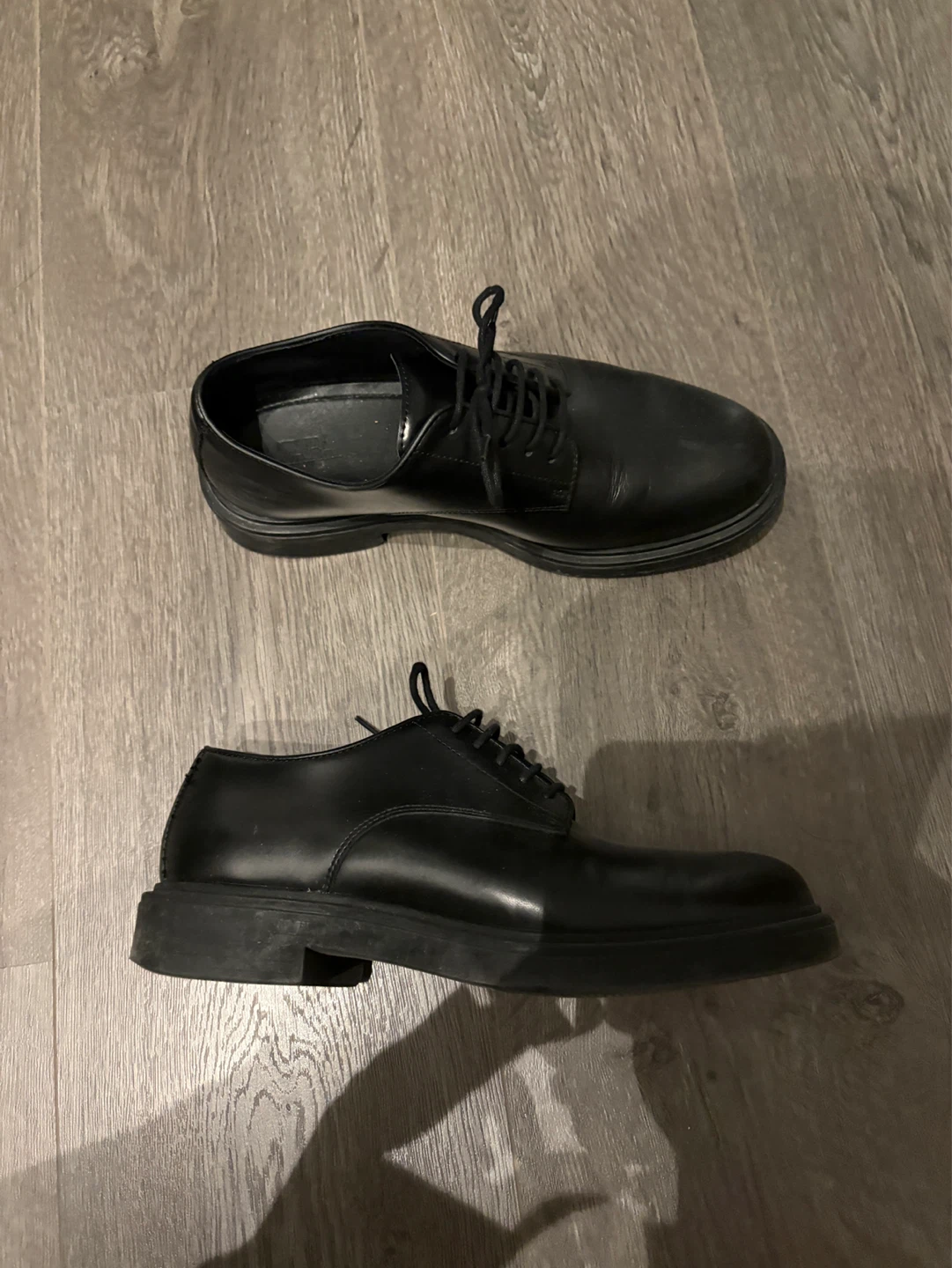 Black Leather Derby Shoes - photo 2