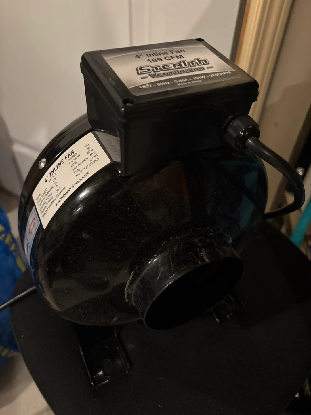4" Stealth Inline Fan 189 CFM