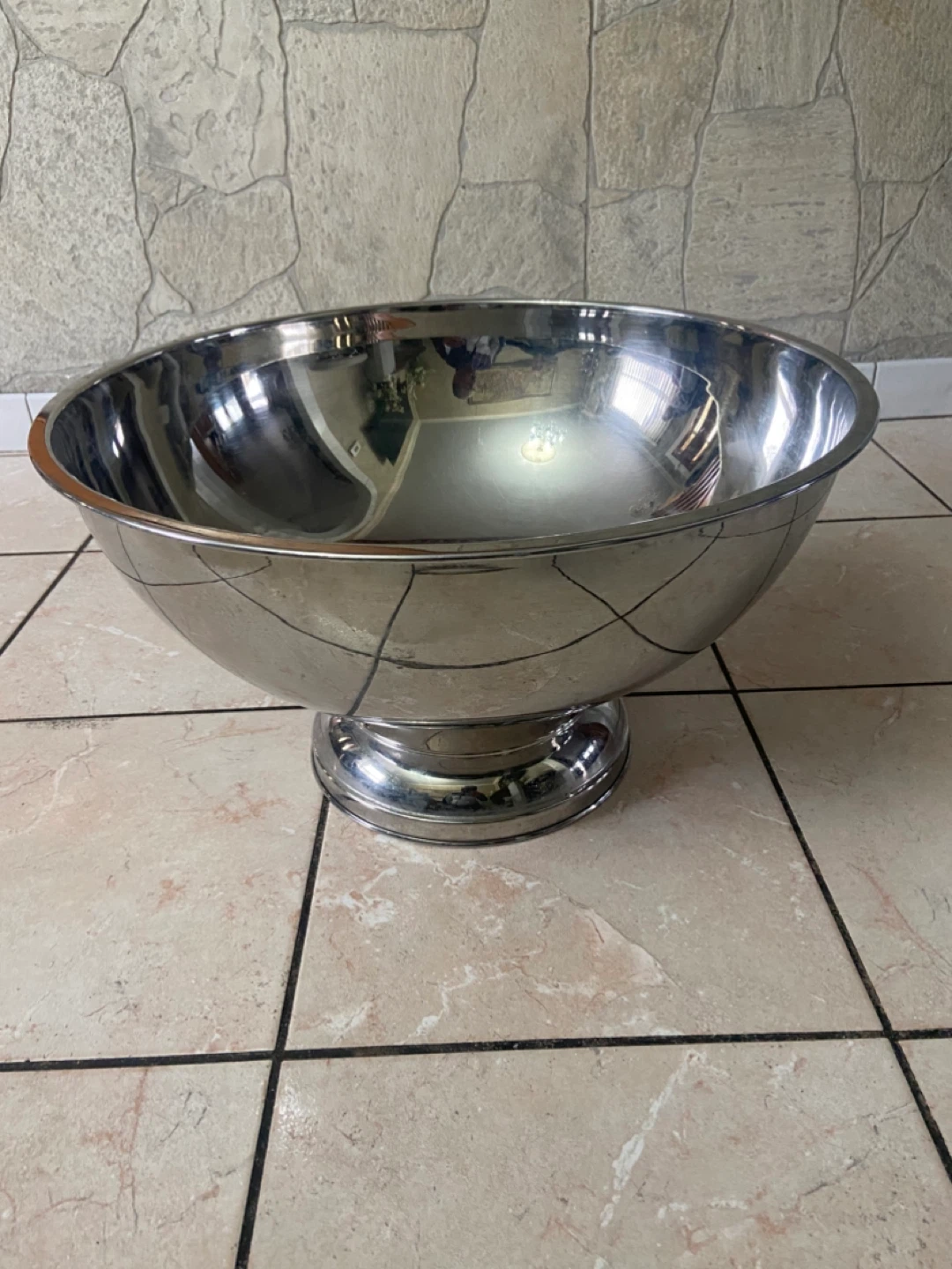Vintage Oneida Usa Modern Silver Plated Pedestal Base Punch Bowl