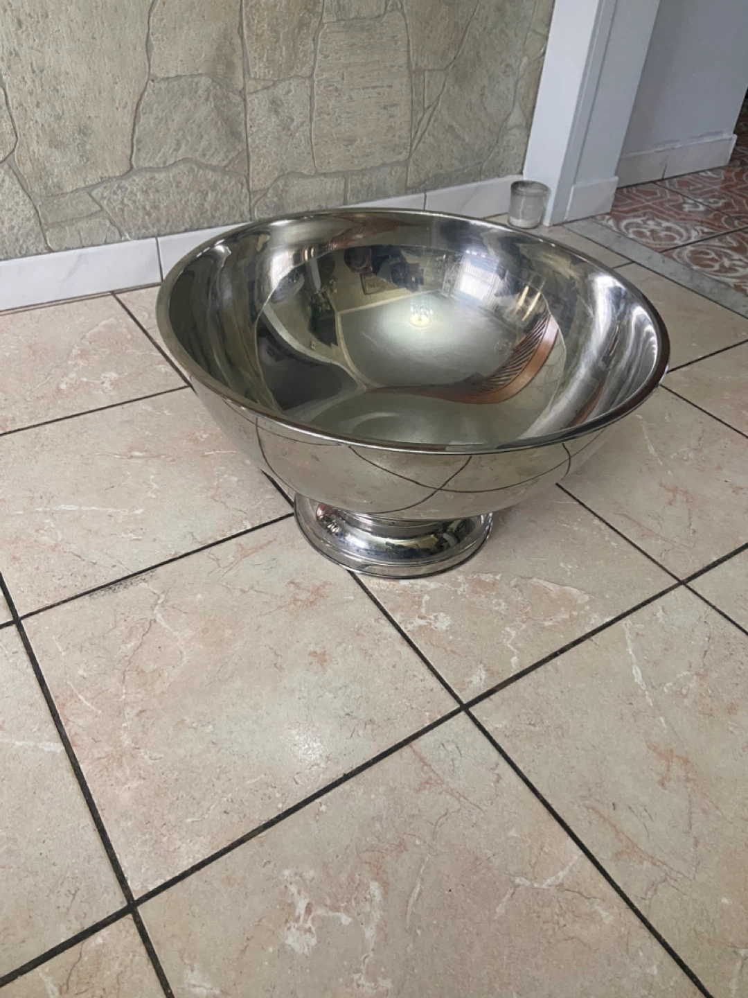 Vintage Oneida Usa Modern Silver Plated Pedestal Base Punch Bowl - photo 3