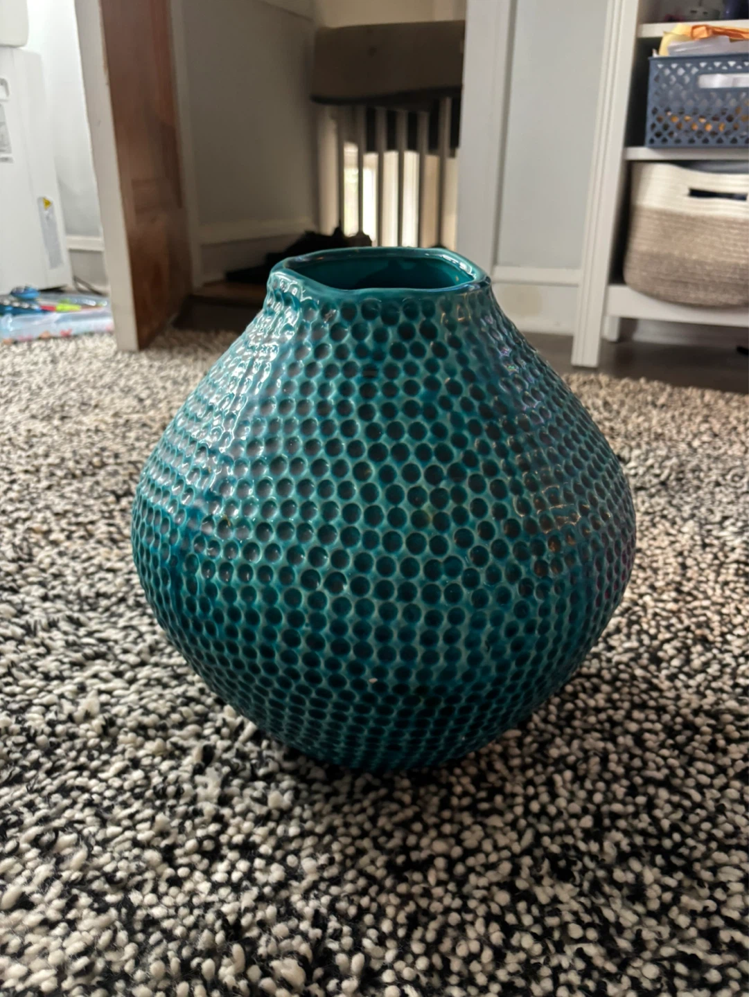 Teal Textured Ceramic Vase - photo 3