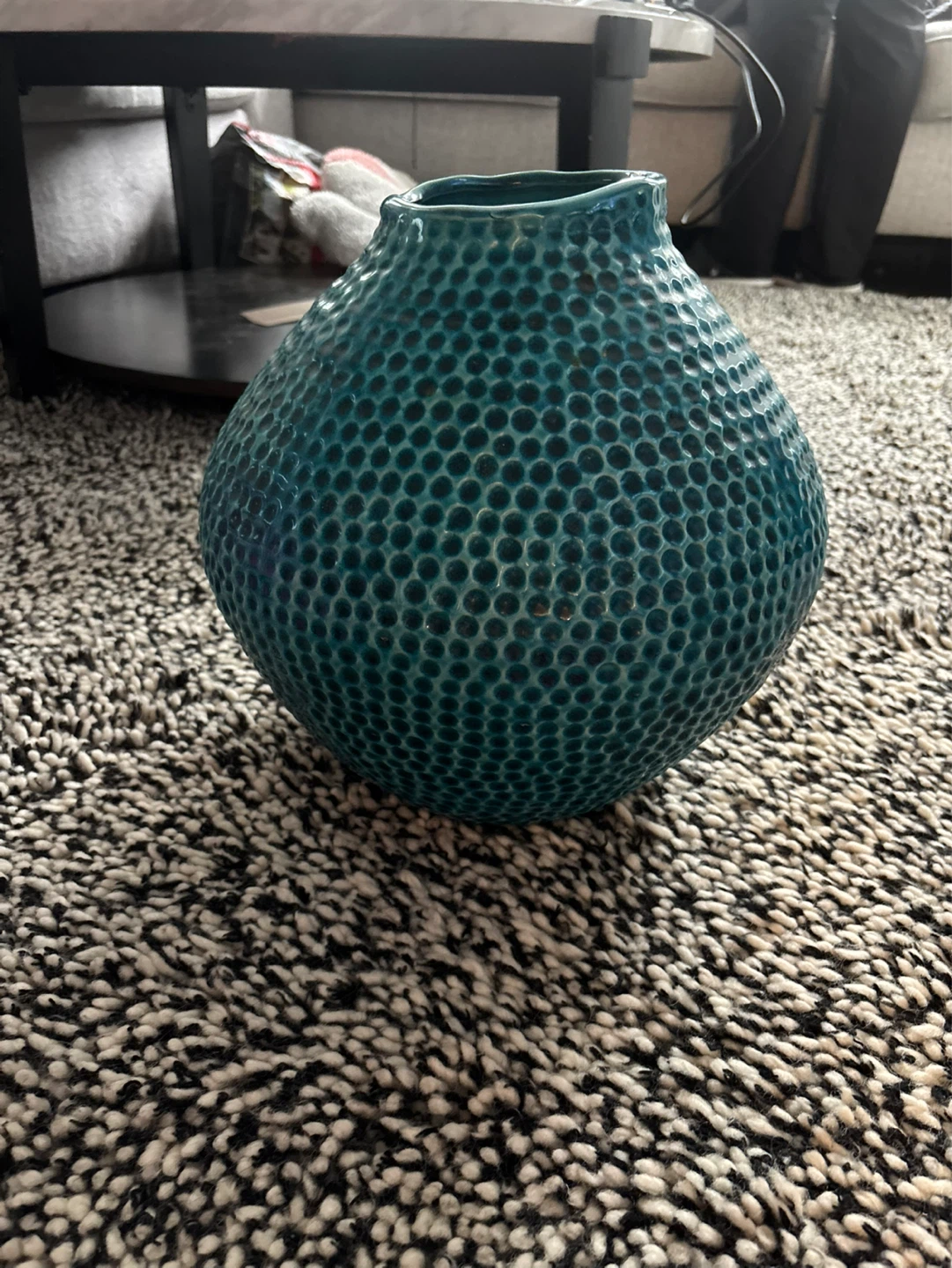 Teal Textured Ceramic Vase - photo 2