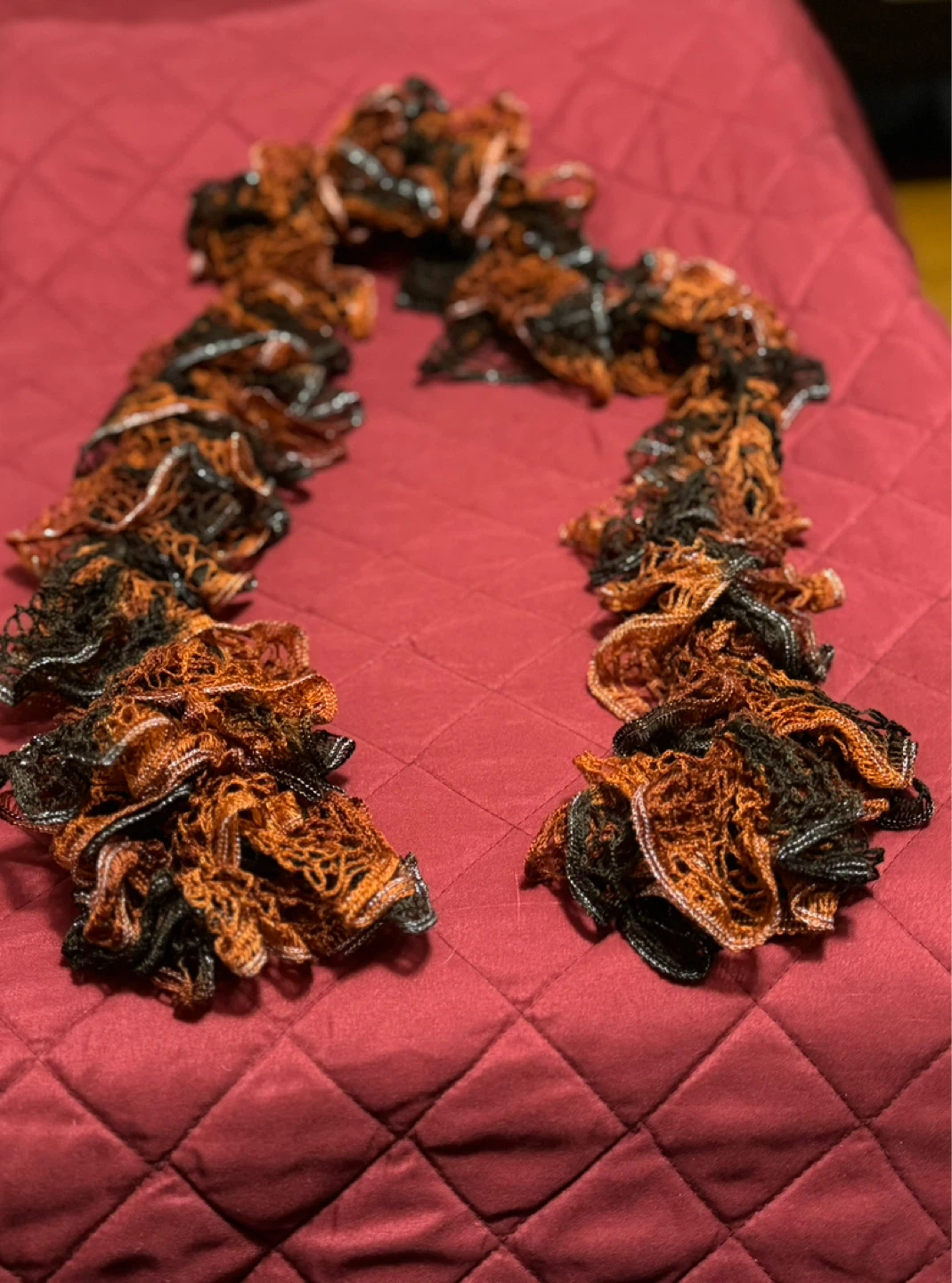 Orange and Black Ruffle Scarf